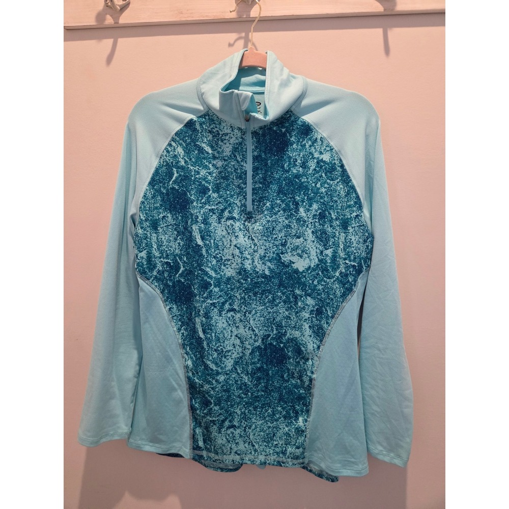 Champion Duo Dry Pullover Athletic Top Blue Green L/G Womens Activewear - Picture 4 of 4